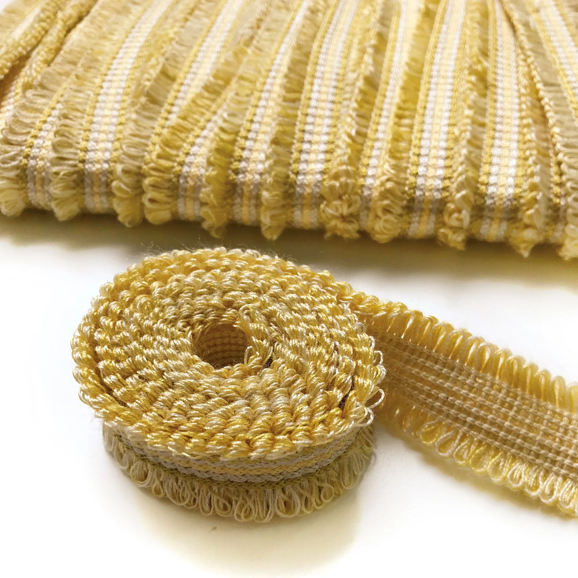 Yellow and Champagne High Quality Decorative Gimp Trim by the yard